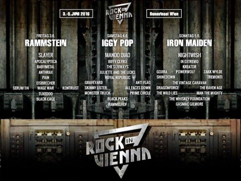 Rammstein, Iggy Pop i Iron Maiden od 3. do 5. lipnja u Beču