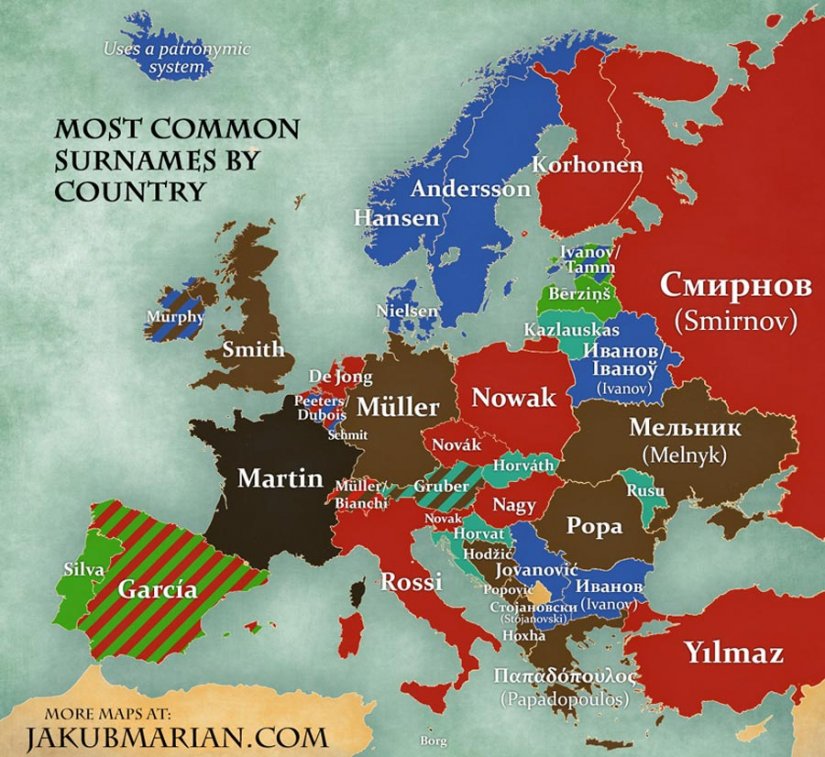 Koja su najpopularnija prezimena u Europi?
