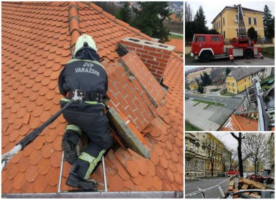FOTO Naši vatrogasci pomažu Zagrebu: skidaju crjepove i saniraju dimnjake kojima prijeti urušavanje