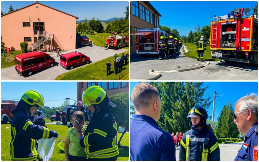 FOTO Vatrogasci uspješno odradili pokaznu vježbu evakuacije učenika i gašenja požara u područnoj školi u Druškovcu