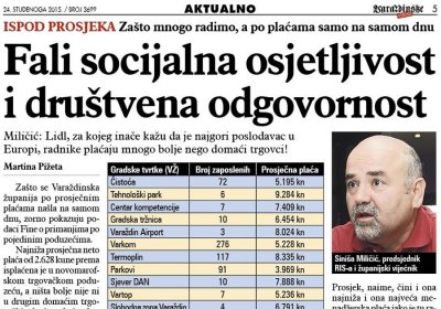 Po plaćama zaostajemo za hrvatskim prosjekom