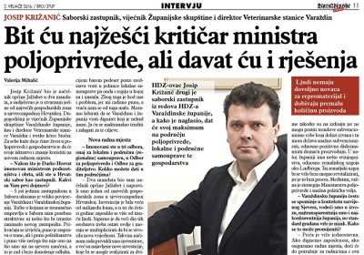 Križanić: Bit ću najžešći kritičar ministra poljoprivrede