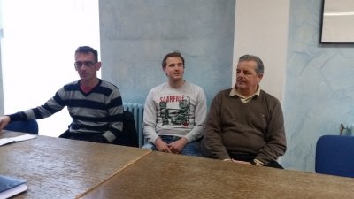 Stjepan Cvek, Luka Jagačić i Mario Ružić (s desna) na današnjem susretu s novinarima u klubu