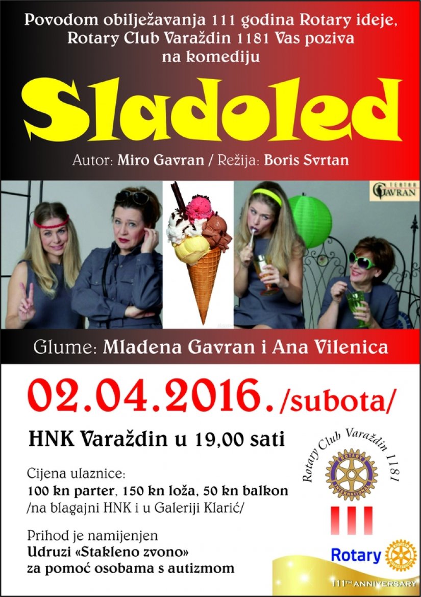 Komedija &quot;Sladoled&quot; povodom 111 godina Rotary Cluba Varaždin 1181