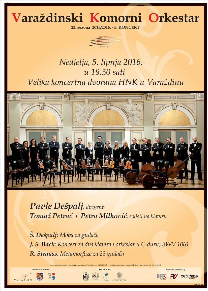 U nedjelju 5. lipnja u  19,30  sati - Koncert VKO s maestrom Dešpaljem i dva klavira