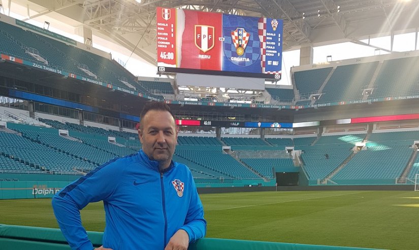 Nenad Horvatić na stadionu gdje će Hrvatska u subotu u jutarnjim satima odigrati prijateljski susret s Peruom