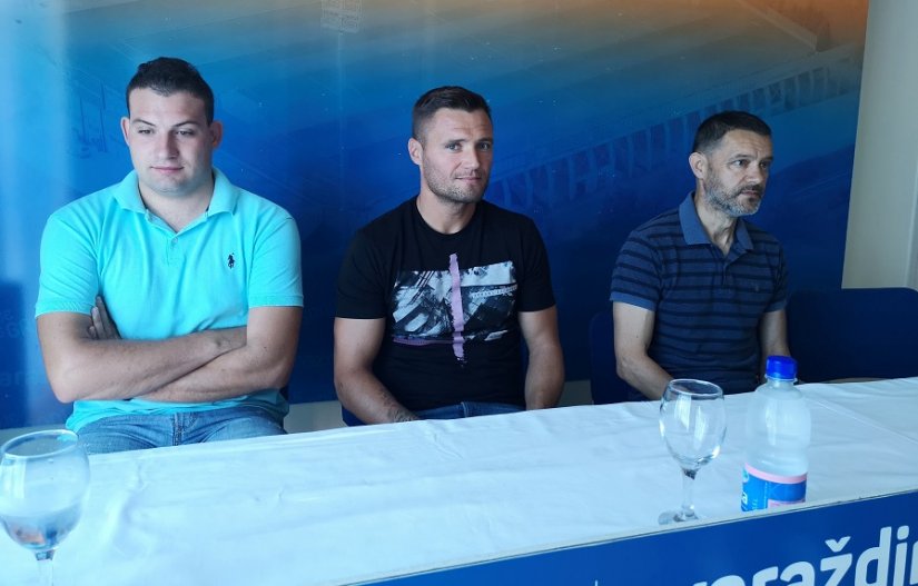 Nikola Pongrac, Leon Benko i Borimir Perković na današnjem susretu s novinarima u klubu