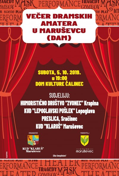 U subotu se u Maruševcu održava Večer dramskih amatera (DAM)