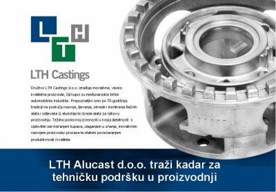 LTH Alucast d.o.o. traži kadar za tehničku podršku u proizvodnji