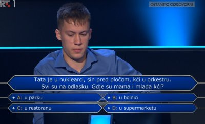 Roberto Bregović do sada je osvojio 32 tisuće kuna, a u slijedećoj emisiji čeka ga pitanje za 64 000 kuna