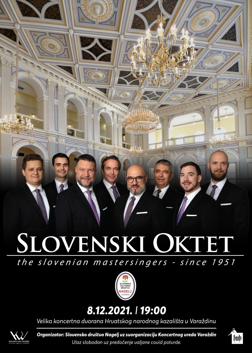 Koncert Slovenskog okteta u HNK Varaždin u srijedu 8. prosinca