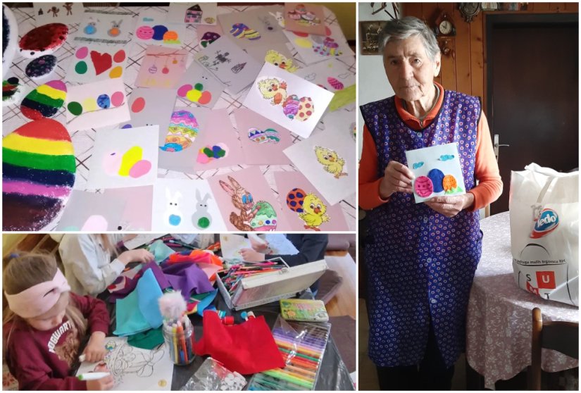 Uskrsni paketi za umirovljenike i starije iz Općine Donja Voća, djeca im oslikala čestitke