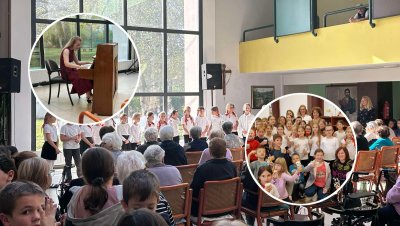FOTO Korisnici Doma za starije Varaždin uživali u koncertu i posjetu učenika V. OŠ Varaždin