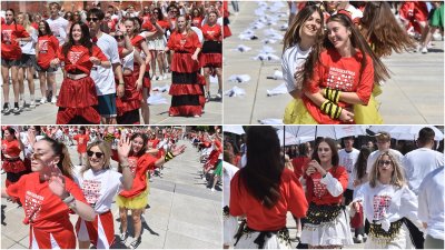 FOTO: Varaždinski maturanti na Kapucinskom trgu plesali Quadrillu