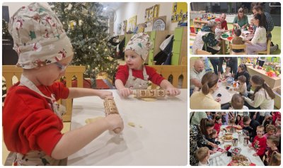 FOTO Mališani s roditeljima izrađivali božićne ukrase uz slasne fritule i topli čaj