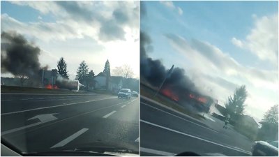 VIDEO: U Varaždin Bregu u potpunosti izgorio mini bus