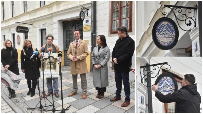 FOTO: U Gajevoj ulici postavljena replika cimera djetića Ceha zidara, kamenara i tesara