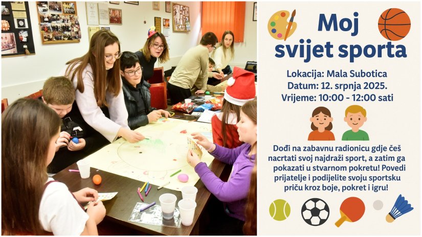 Udruga Ana u Maloj Subotici organizira radionicu &quot;Moj svijet sporta&quot;