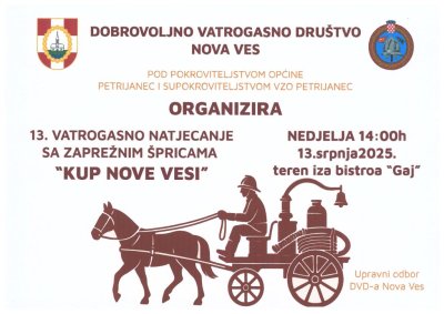 Ne propustite vatrogasno natjecanje “Kup Nove Vesi”
