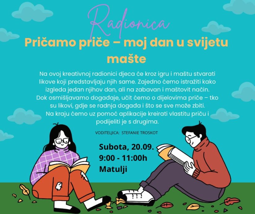 Nova radionica Udruge Ana u Matuljima: „Pričamo priče – moj dan u svijetu mašte“
