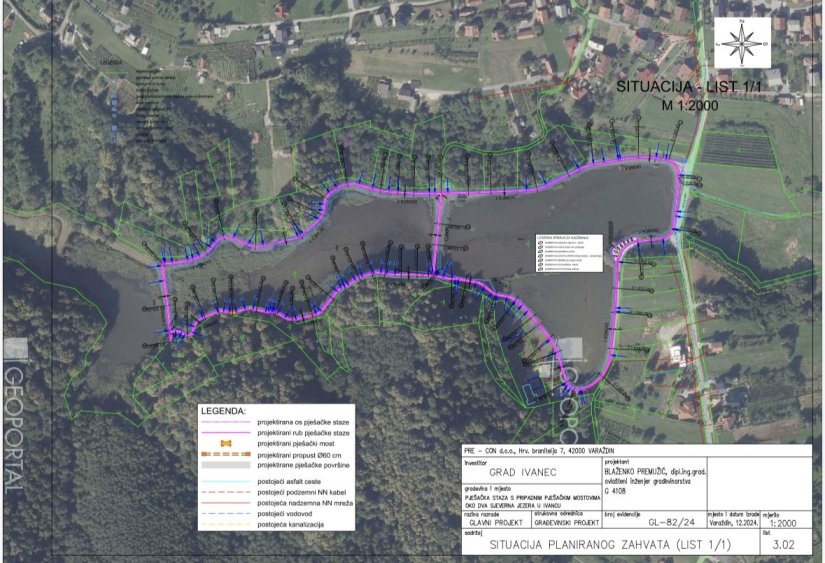 TRIM STAZA IVANEČKA JEZERA Objavljen tlocrtni prikaz pozicije staze u cijeloj planiranoj duljini od 1.537 metara