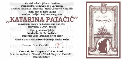 Tko je ovogodišnji dobitnik književne nagrade "Katarina Patačić"?