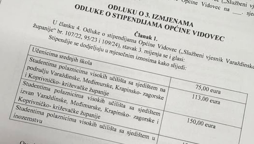 Općina Vidovec povećala iznose stipendija za srednjoškolce i studente