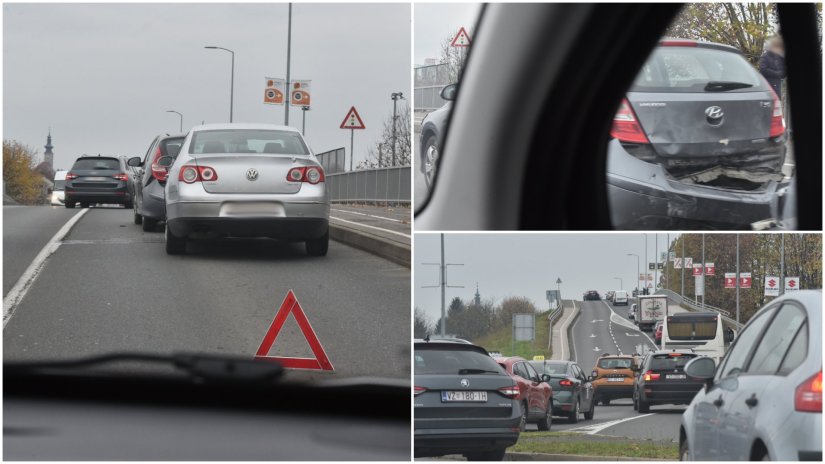 FOTO Prometna nesreća automobila na nadvožnjaku Gospodarske ulice, nastala velika kolona
