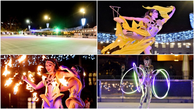 FOTO Spektakularnim nastupima na Kapucinskom trgu otvoreno najveće klizalište u Hrvatskoj