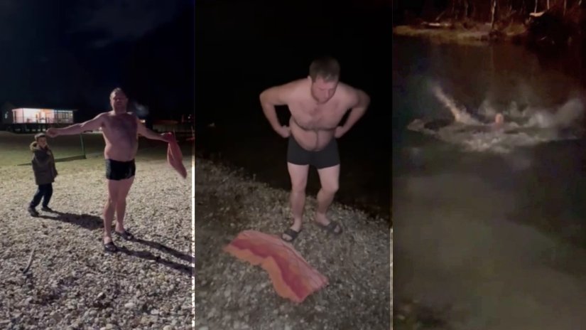 VIDEO Plivao u hladnoj Dravi na prelasku sa stare na novu godinu