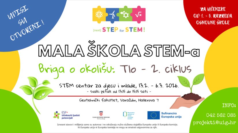 Otvoreni upisi u 2. ciklus Male STEM &scaron;kole &bdquo;Briga o okoli&scaron;u: Tlo&ldquo;