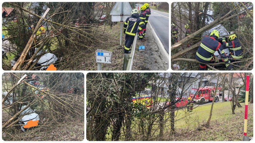 GORNJE MAKOJI&Scaron;ĆE Vozilo sletilo van kolnika; vatrogasci ga izvlačili iz raslinja
