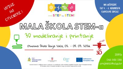 Otvoreni upisi u 5. ciklus Male STEM &scaron;kole &bdquo;3D modeliranje&ldquo;