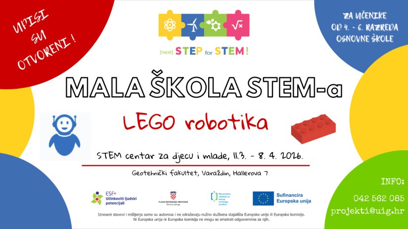 Otvoreni upisi u 2. ciklus Male STEM &scaron;kole &bdquo;Lego robotika&ldquo;