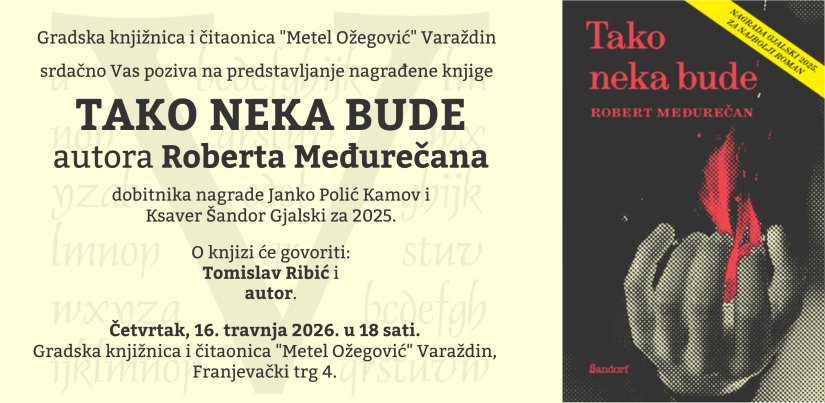 Predstavljanje knjige "Tako neka bude" Roberta Međurečana u Gradskoj knjižnici