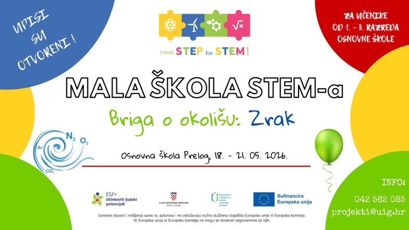 Otvoreni upisi u 6. ciklus Male STEM &scaron;kole &bdquo;Briga o okoli&scaron;u: Zrak&ldquo;