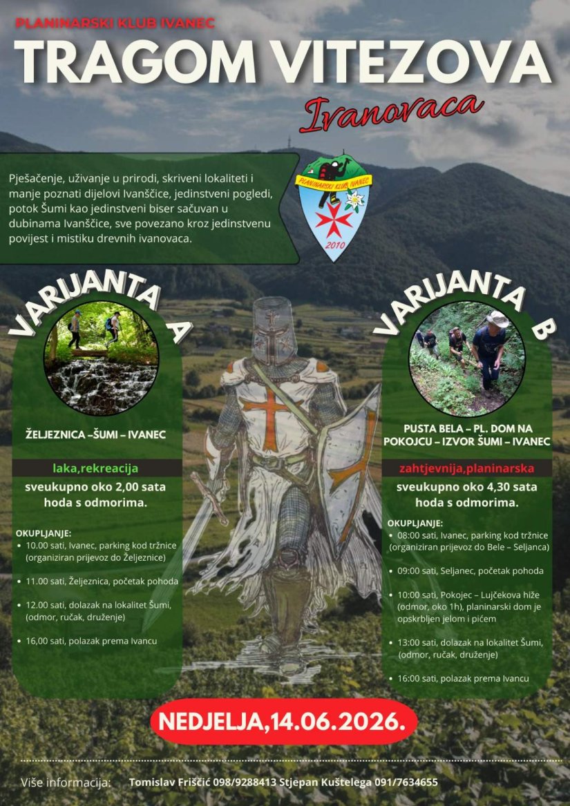 Ne propustite 16. pohod "Tragom vitezova Ivanovaca" 14. lipnja