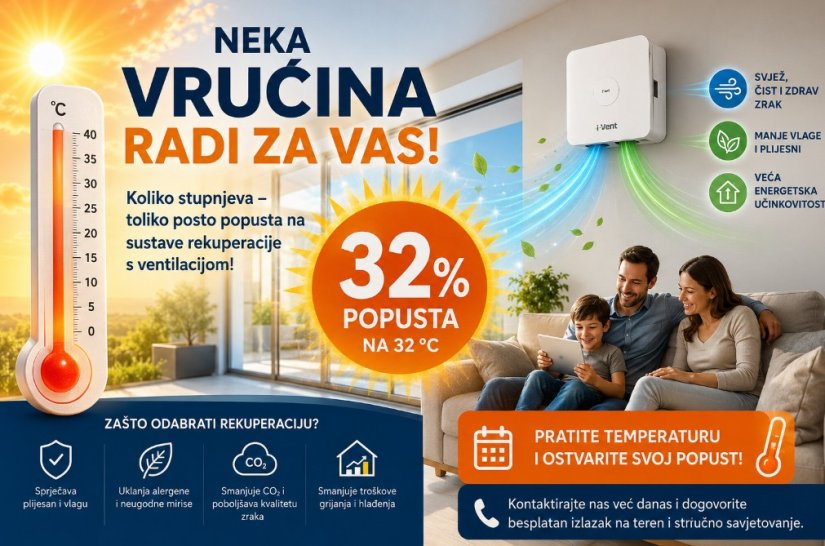 I-VENT Neka vrućine rade za Vas; &scaron;to su vi&scaron;e temperature, to je veći popust na na&scaron;u ventilaciju!