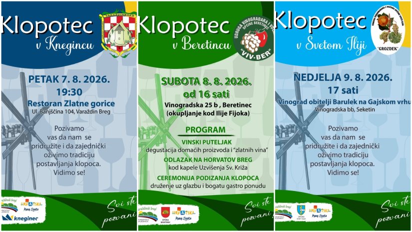 TZ Varaždinski bregi: Postavljanje klopoca u Knegincu, Beretincu i Svetom Iliji
