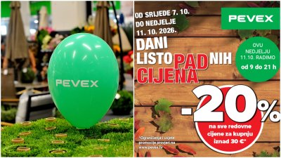 20% popusta u PEVEX-u do nedjelje na sve redovne cijene